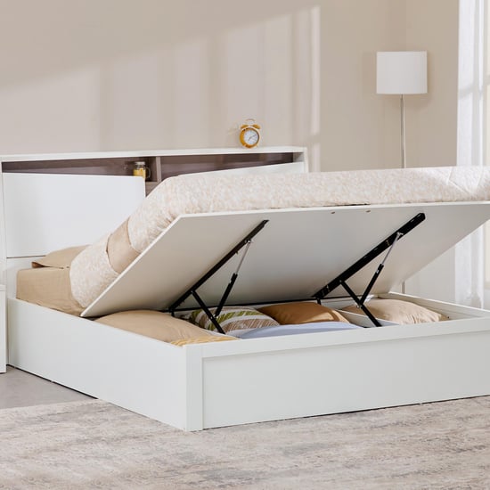 Quadro Flex Queen Bed with Hydraulic Storage - White
