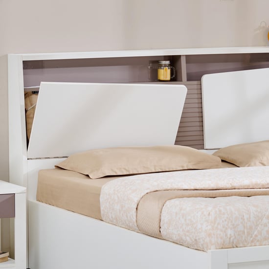 Quadro Flex Queen Bed with Hydraulic Storage - White