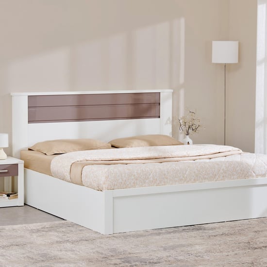 Quadro Cosco Queen Bed with Hydraulic Storage - White