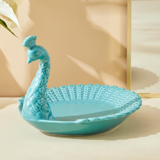 Rylee Ivana Ceramic Peacock Decorative Platter