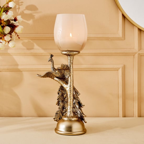 Eternity Vivere Glass Peacock T-Light Candle Holder