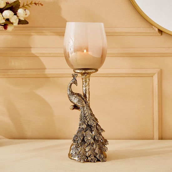 Eternity Vivere Glass Peacock T-Light Candle Holder