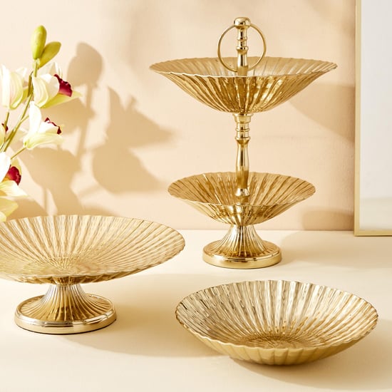 Hoovu Flor Metal Ribbed Decorative Bowl