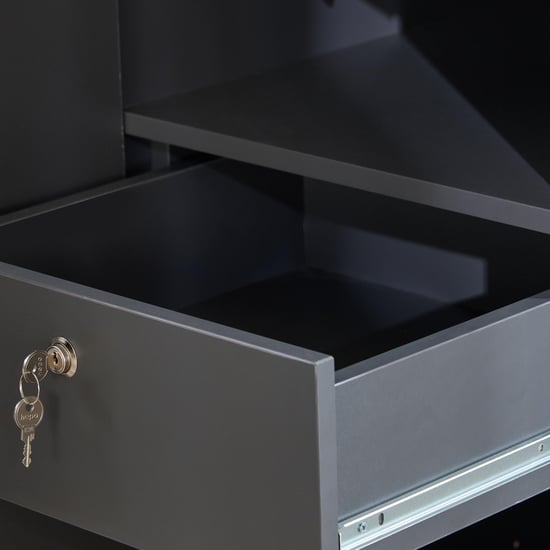 Connect 3-Door Wardrobe with Mirror and Drawer - Grey