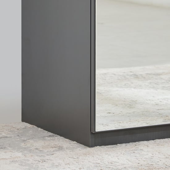 Connect 4-Door Wardrobe with Mirror and Drawer - Grey