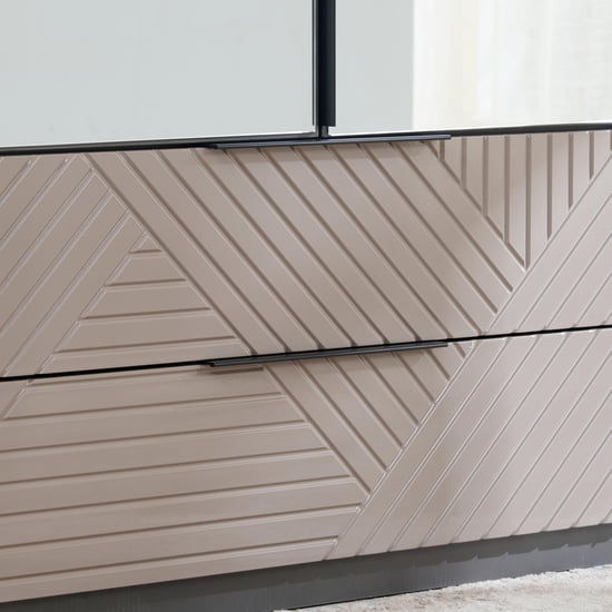 Connect 4-Door Wardrobe with Mirror and Drawer - Grey