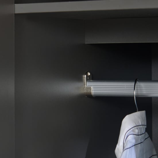 Connect 4-Door Wardrobe with Mirror and Drawer - Grey