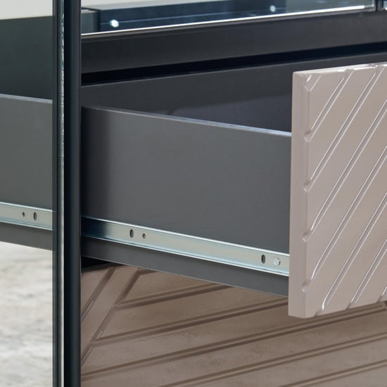 Connect 4-Door Wardrobe with Mirror and Drawer - Grey