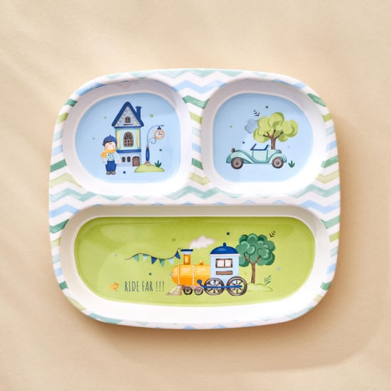 Slate Kids Melamine Printed 3 Partition Plate - 24x21.5cm