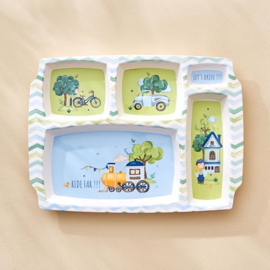 Slate Kids Melamine Printed 5 Partition Plate - 31x23cm