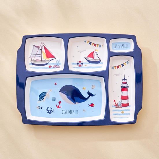 Slate Kids Melamine Printed 5 Partition Plate - 31x23cm