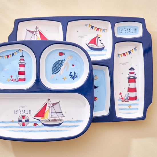 Slate Kids Melamine Printed 5 Partition Plate - 31x23cm