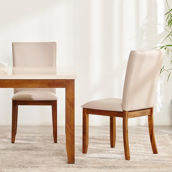 Giza Composite Marble Top 6-Seater Dining Set with Chairs and Bench - Beige