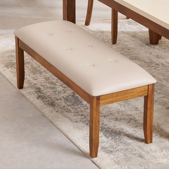 Giza Composite Marble Top 6-Seater Dining Set with Chairs and Bench - Beige