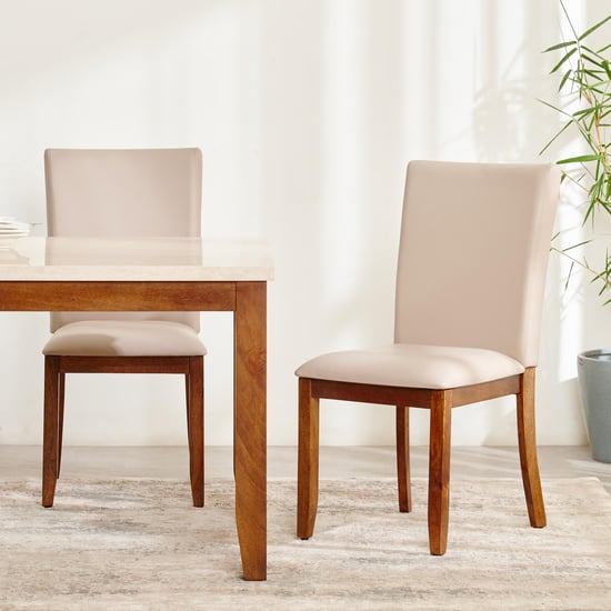 Giza Composite Marble Top 6-Seater Dining Set with Chairs and Bench - Beige