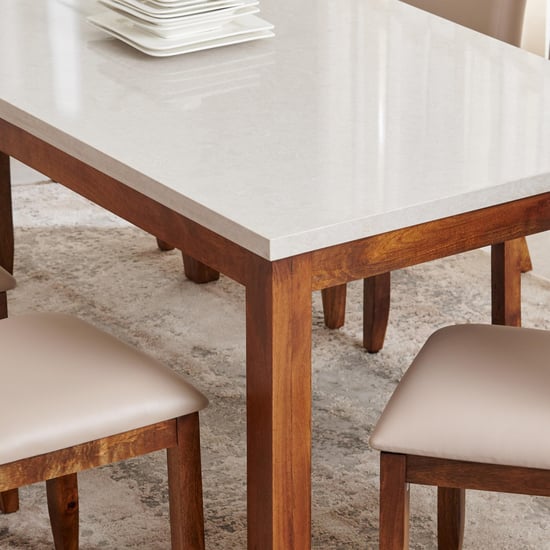 Giza Composite Marble Top 6-Seater Dining Set With Chairs and Bench - Grey