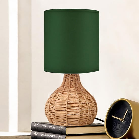 HOMESAKE Raffia Rattan Table Lamp