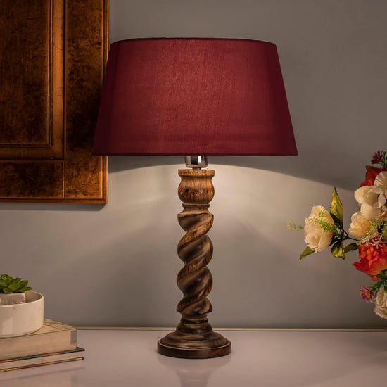 HOMESAKE Wooden Table Lamp Brown