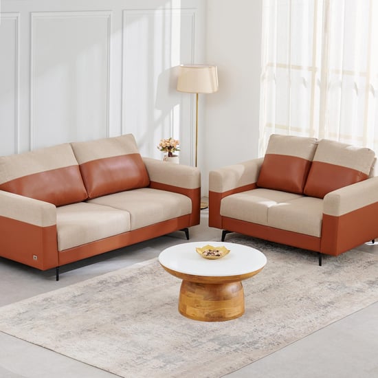 Andes Fabric 2+3 Seater Sofa Set - Brown and Beige