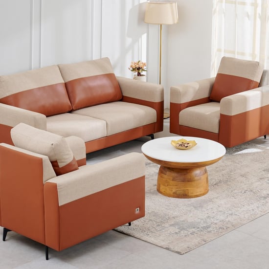 Andes Fabric 3+1+1 Seater Sofa Set - Brown and Beige