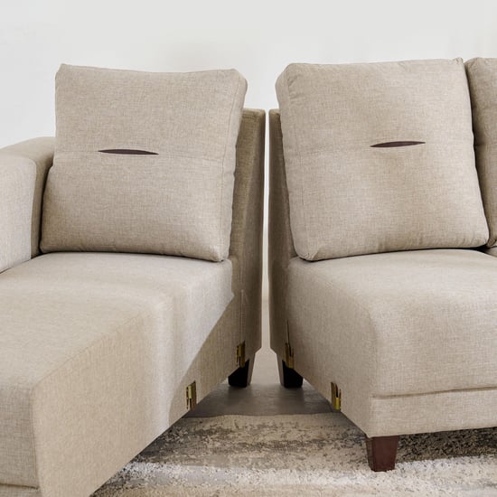 Berry Fabric 3-Seater Sofa with Left Chaise - Beige