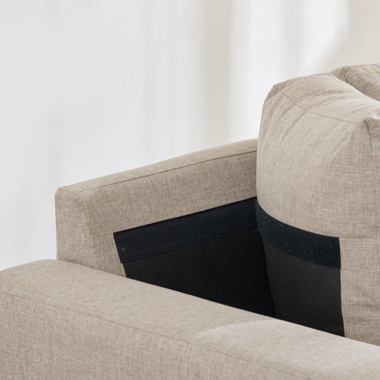 Berry Fabric 3-Seater Sofa with Left Chaise - Beige