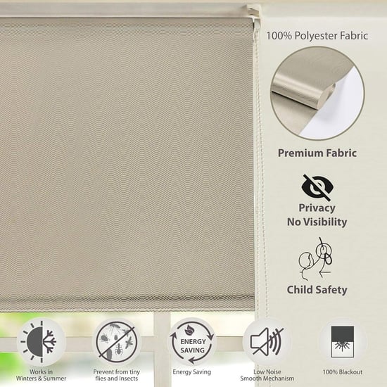 DECO WINDOW Beige Jacquard Blackout Roller Blind - 41x84''