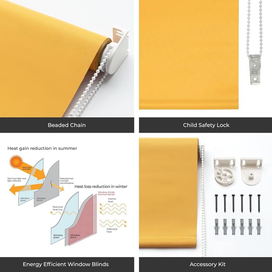 DECO WINDOW Yellow Blackout Roller Blind - 34x84