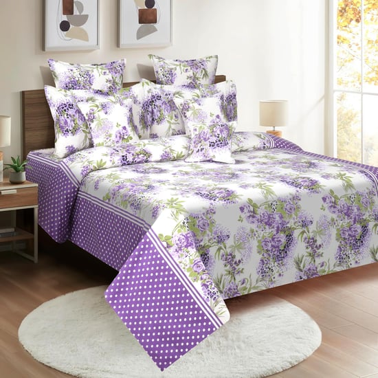 SWAYAM Whispering Lilacs 160TC Queen Bedsheet Set