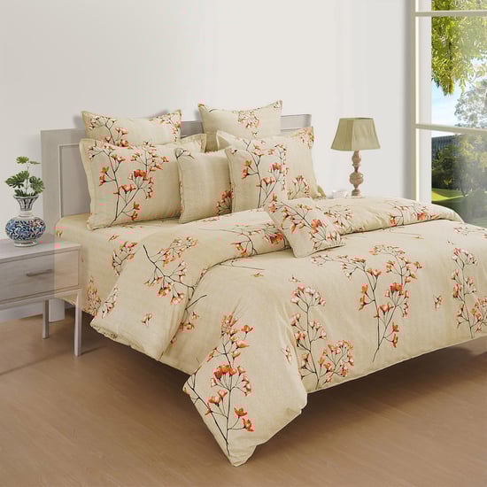 SWAYAM Tokyo Blossoms Serene Japanese Floral Queen Bedsheet Set