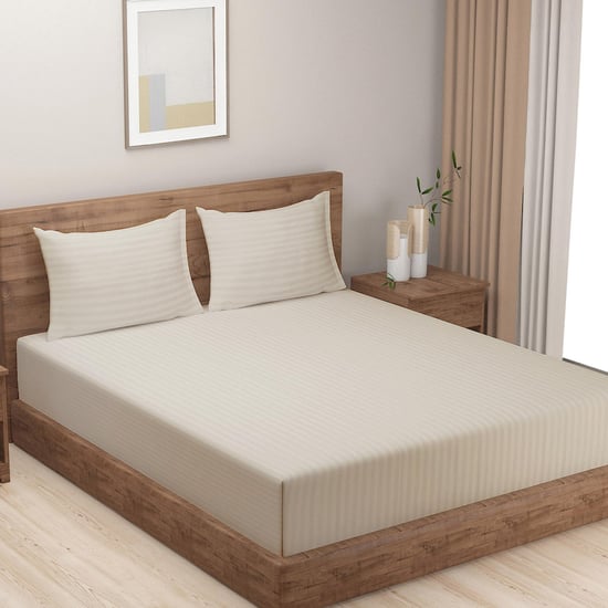 SWAYAM Angora Classic Self Sanctuary 300TC Cotton Queen Bedsheet Set