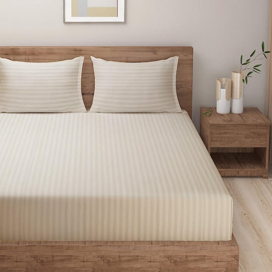 SWAYAM Angora Classic Self Sanctuary 300TC Cotton Queen Bedsheet Set