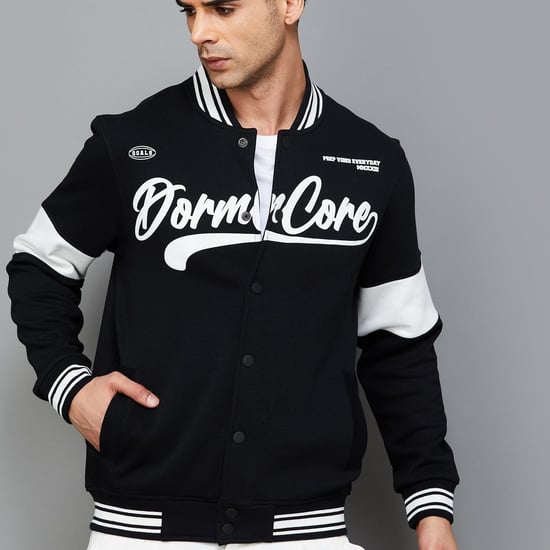 FAME FOREVER Men Printed Varsity Jacket