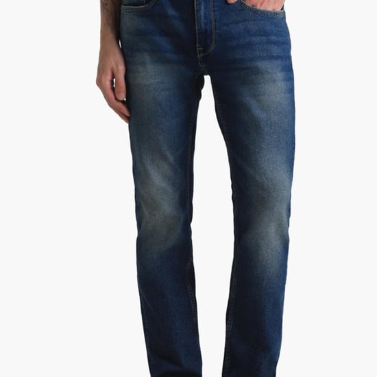 JACK & JONES Men Washed Regular Straight Jeans