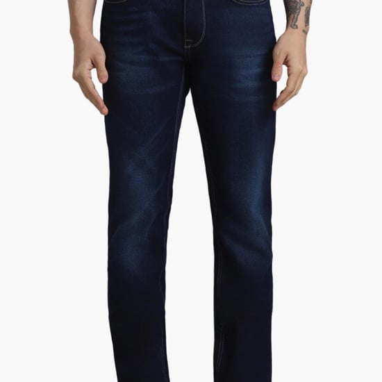 JACK & JONES Men Stonewashed Regular Straight Dark Jeans