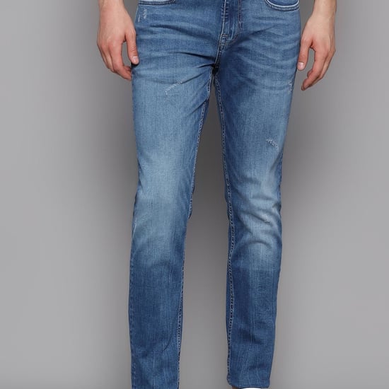 JACK & JONES Men Washed Slim Straight Fit Jeans