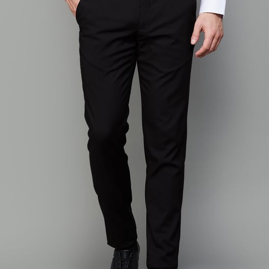 VAN HEUSEN Men Solid Super Slim Formal Trousers