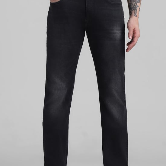 JACK & JONES Men Dark-Washed Regular Straight Jeans