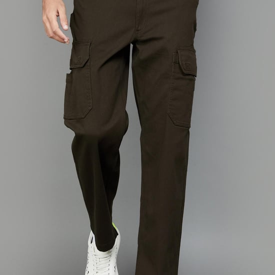 JACK & JONES Men Solid Regular Fit Cargo Trousers