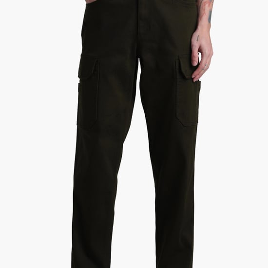 JACK & JONES Men Solid Regular Fit Cargo Trousers