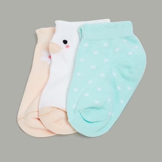 FAME FOREVER Girls Assorted Printed Ankle-Length Socks - Set of 3