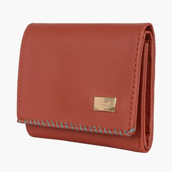 BAGGIT Women Solid Tri-Fold Wallet Brown