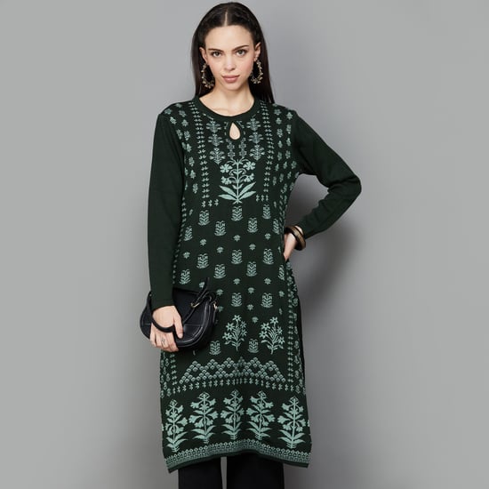 MELANGE Women Knit Straight Winter Kurta