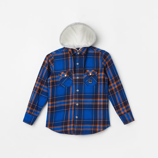 RUFF KIDS Boys Checked Hooded Shirt