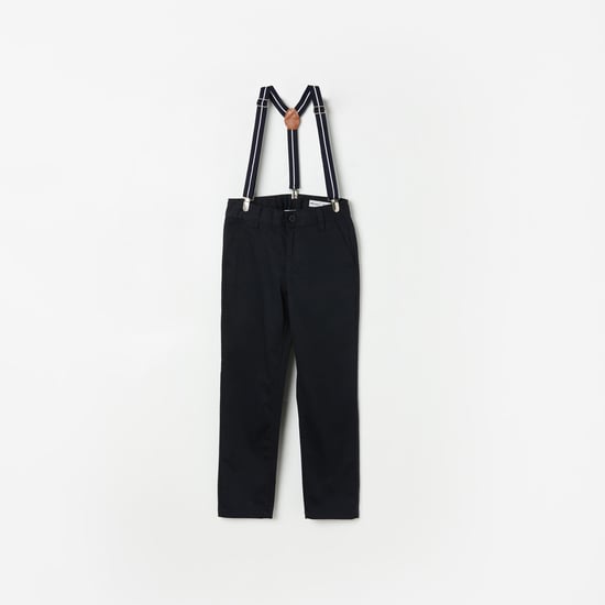 FAME FOREVER Boys Solid Trousers with Suspenders