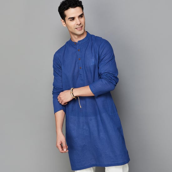 MELANGE Men Checked Regular Fit Kurta
