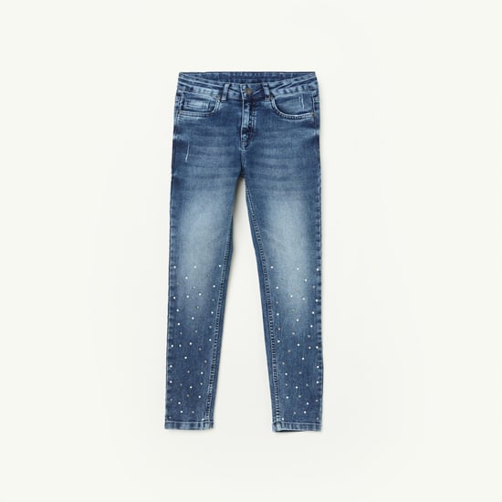 FAME FOREVER Girls Embellished Slim Fit Jeans