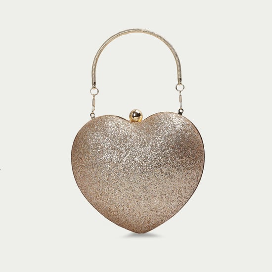 CODE Women Shimmer-Textured Heart Shaped Clutch