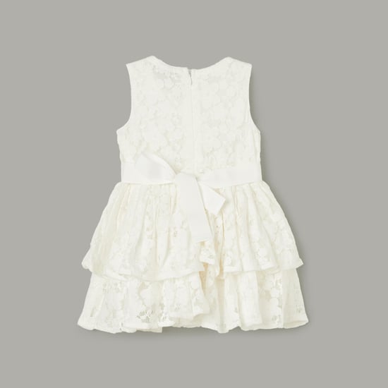 JUNIORS Girls Lace Design Fit & Flare Dress | White