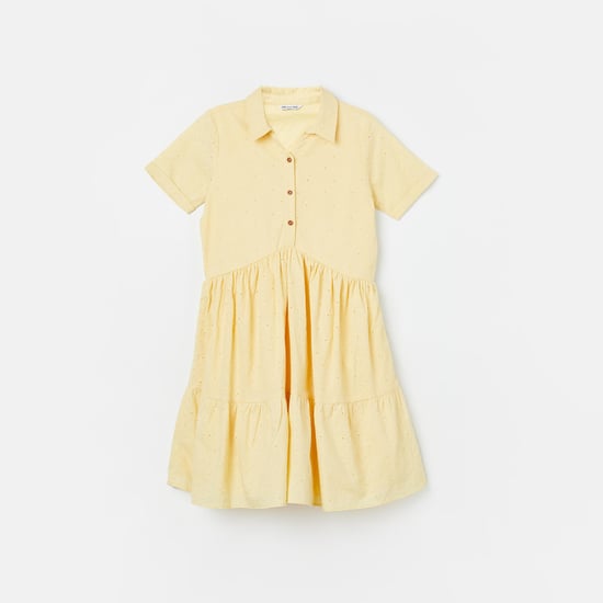 FAME FOREVER Girls Schiffli Tiered A-line Dress